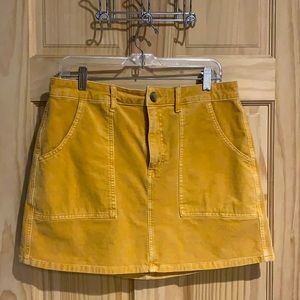 Yellow Corduroy High-rise A-line Skirt